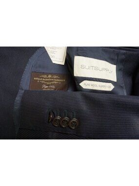 Suitsupply Napoli VBC S110s Navy Blue Pinstriped 2 Pc Suit JAcket Pants Sz 38S